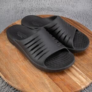 Skechers Go Recover Sandals Womens 10 Black Arch Fit Hyper Burst Refresh Slip On